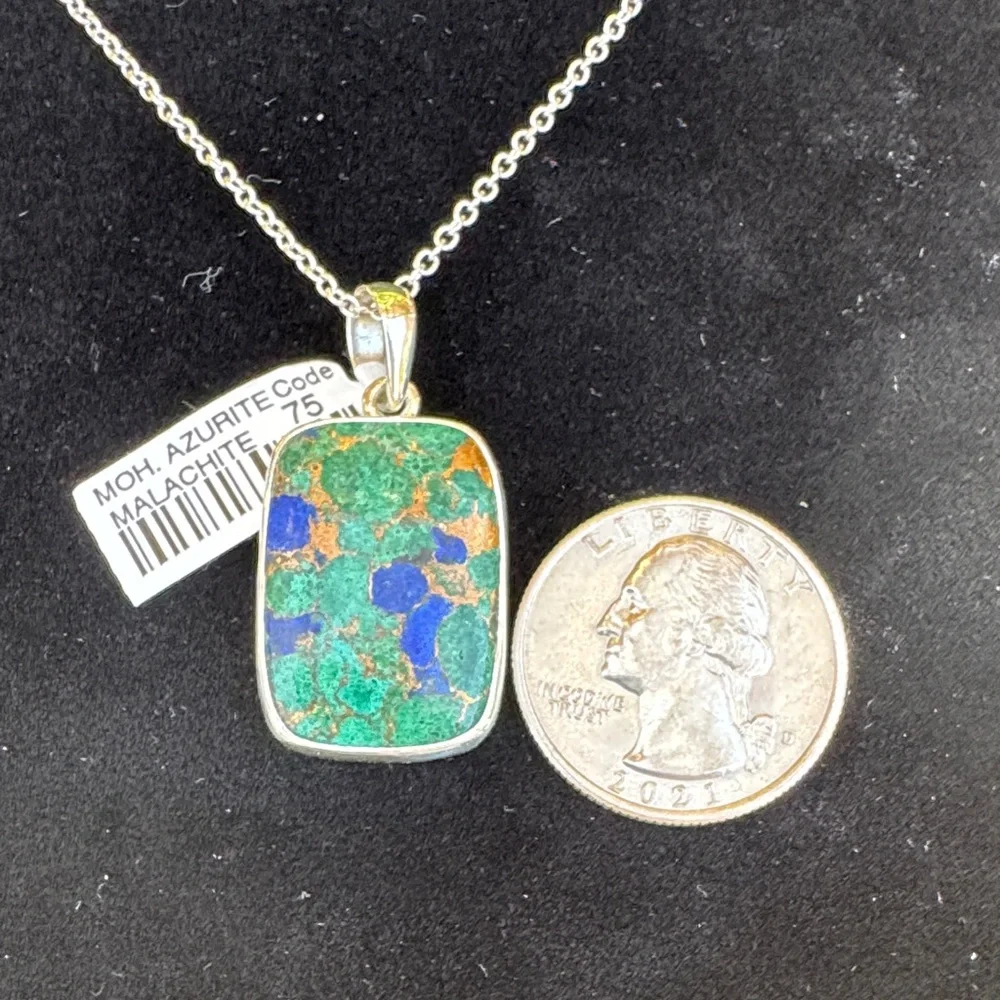 Colorful 925 silver Mojave Azurite Malachite Pendant - Picture 6 of 6